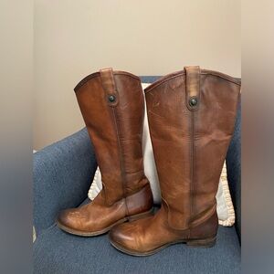Melissa Button Frye Brown Leather Riding Boots Size 8